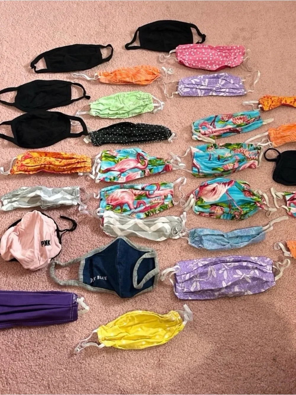 Mixed Assorted Cloth Face Mask Lot - Bright Floral & Solid Colors